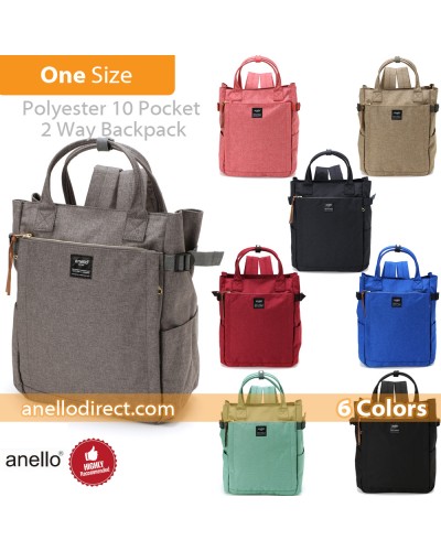 Anello Polyester 10 Pocket  2 Way Tote Backpack Rucksack AT-C1225