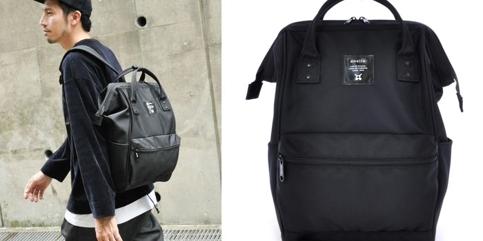 Anello Shine Black Japan Unisex Fashion Backpack Rucksack Diaper Travel Bag 