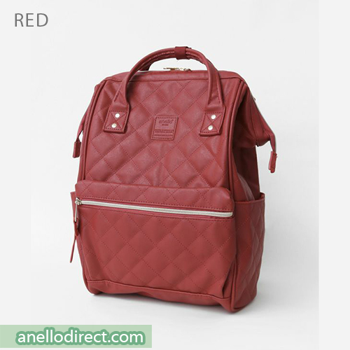 Anello Quilting PU Faux Leather Backpack Rucksack Regular Size AH-B3001 Red Japan Original Official Authentic Real Genuine Bag Free Shipping Worldwide Special Discount Low Prices Great Offer
