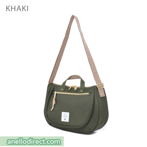 Anello Oval Type Polyester Canvas Shoulder Bag AT-B1229 Khaki Japan Original Official Authentic Real Genuine Bag Free Shipping Worldwide Special Discount Low Prices Great Offer