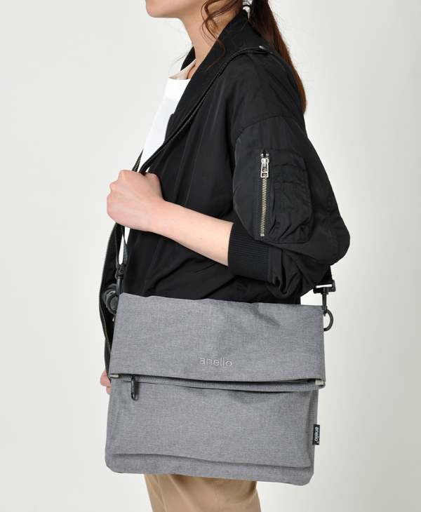 Japan Anello Dense Mottled Polyester 2 Way Folded Flap Shoulder Bag AT-B2263 1